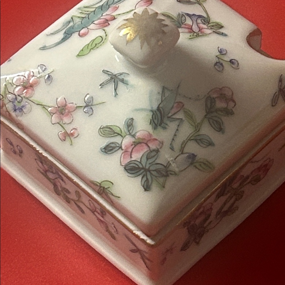 Antique China Floral Ceramic mustard jar with Lid not original spoon - Picture 9 of 9